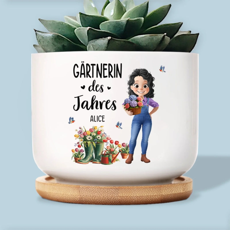 Personalisiertes Keramik-Blumentopf – Geschenk für Gärtnerin – Kleine Samen, Große Freude