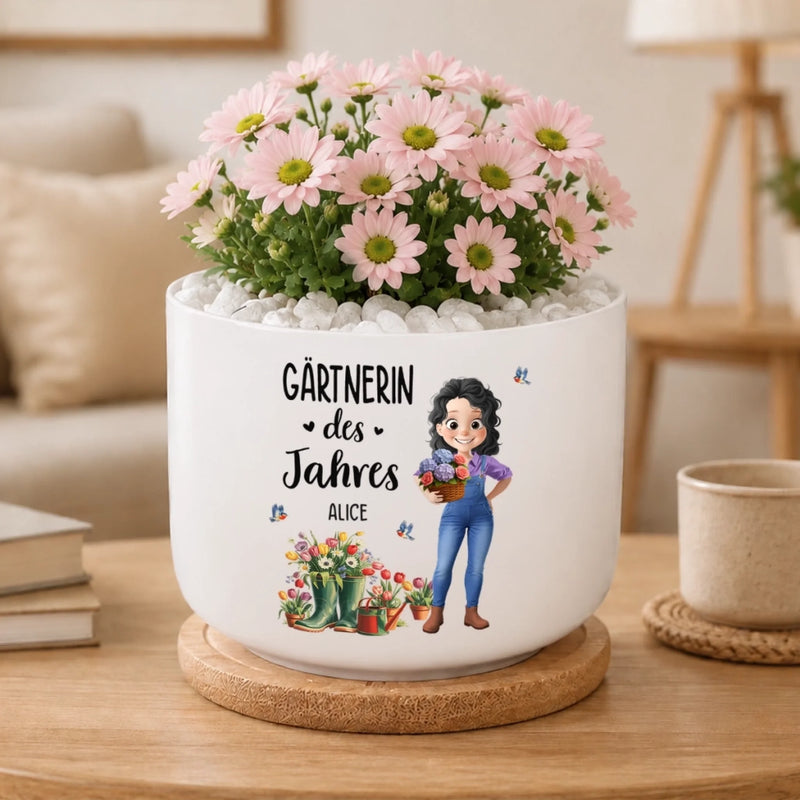 Personalisiertes Keramik-Blumentopf – Geschenk für Gärtnerin – Kleine Samen, Große Freude