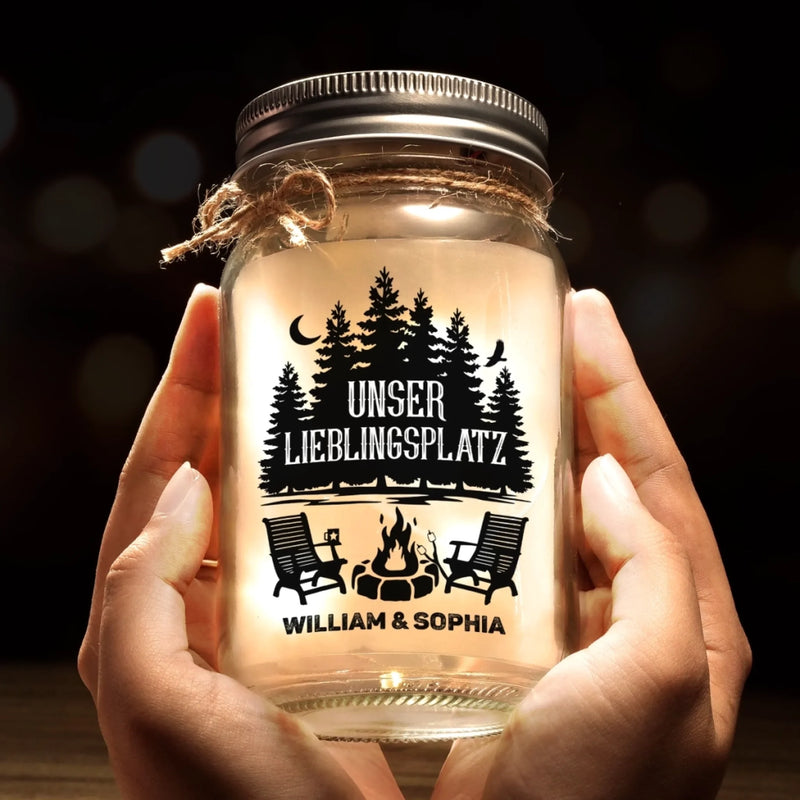 Personalisierte Mason-Jar-Licht - Geschenke Für Campingpaare - Unser Lieblingsplatz