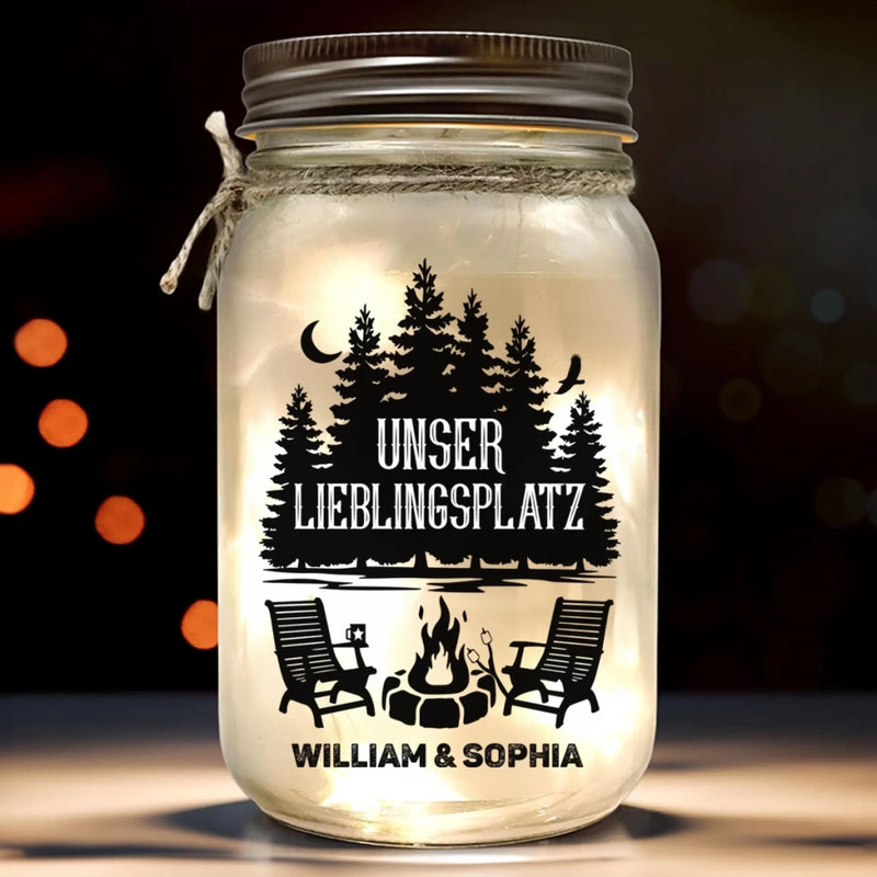 Personalisierte Mason-Jar-Licht - Geschenke Für Campingpaare - Unser Lieblingsplatz