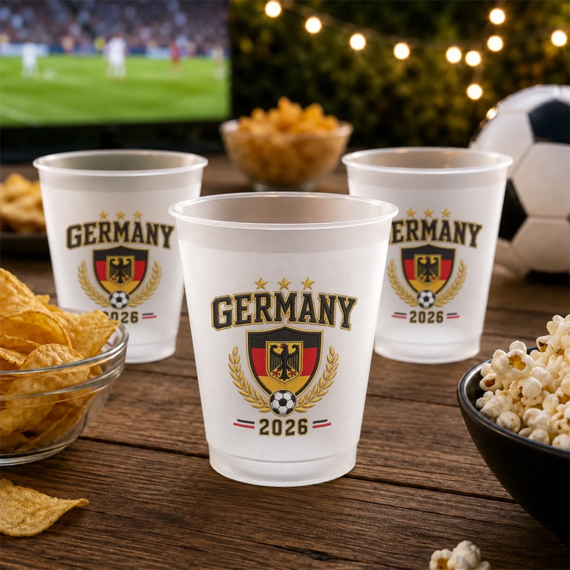 Personalisierte Partybecher - Geschenk für Familie & Fußballfans – Stolze Herzen, starke Nation
