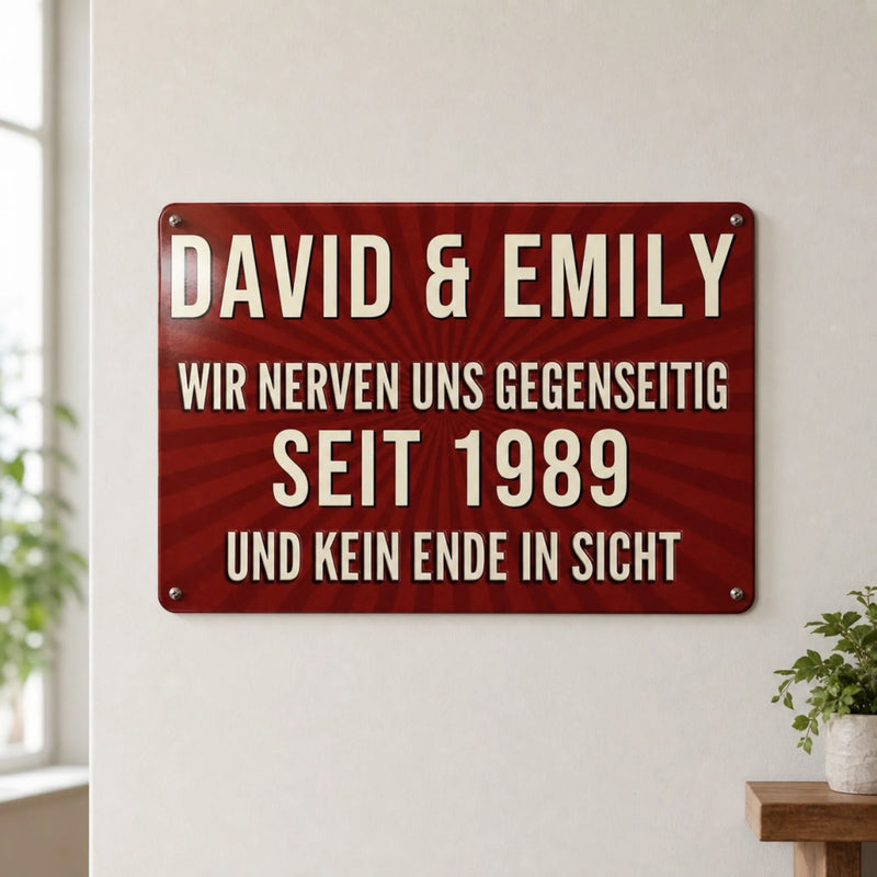 Personalisiertes Metallschild – Geschenk Für Paare –  Kein Ende In Sicht
