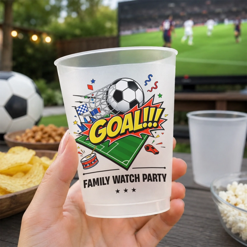 Personalisierte Partybecher - Geschenk für Familie & Fußballfans – Der Spieltag beginnt hier