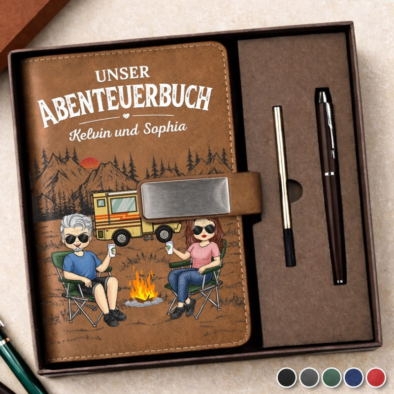 Personalisiertes Notizbuch aus PU-Leder – Geschenk Für Campingpaare – Unser Buch voller Abenteuer