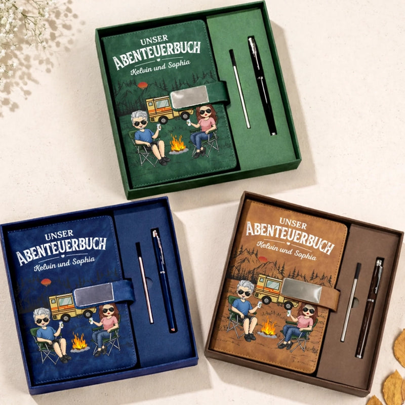 Personalisiertes Notizbuch aus PU-Leder – Geschenk Für Campingpaare – Unser Buch voller Abenteuer