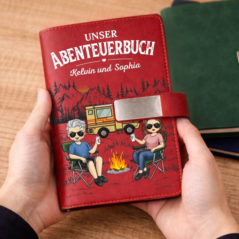 Personalisiertes Notizbuch aus PU-Leder – Geschenk Für Campingpaare – Unser Buch voller Abenteuer