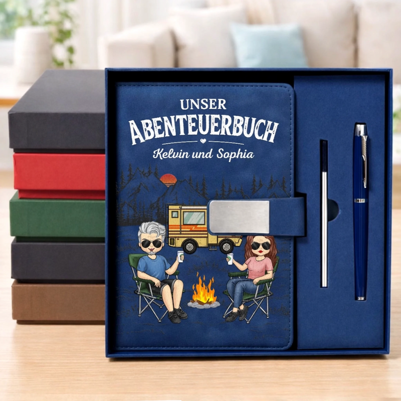 Personalisiertes Notizbuch aus PU-Leder – Geschenk Für Campingpaare – Unser Buch voller Abenteuer