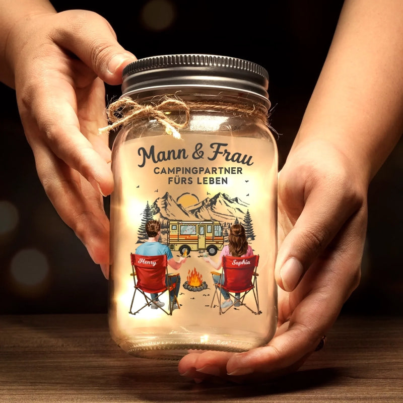 Personalisierte Mason-Jar-Licht - Geschenke Für Campingpaare - Camping voller Erinnerungen