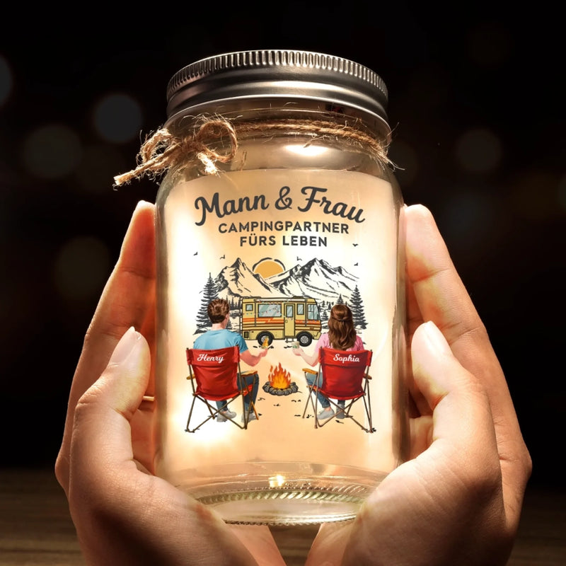 Personalisierte Mason-Jar-Licht - Geschenke Für Campingpaare - Camping voller Erinnerungen