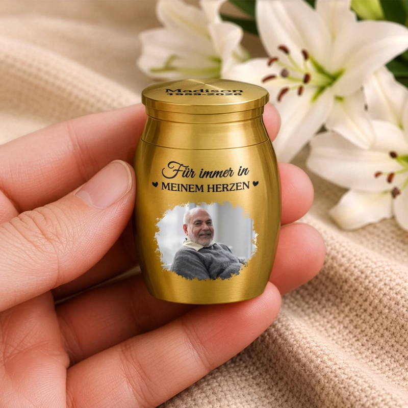 Personalisierte Tierurne mit Foto - Gedenkgeschenke | In liebevoller Erinnerung – Für Immer in Meinem Herzen