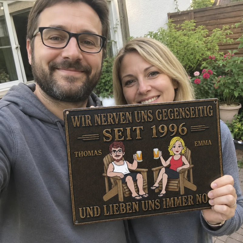 Personalisiertes Metallschild – Geschenk Für Paare – Gemeinsam alt, frech und glücklich