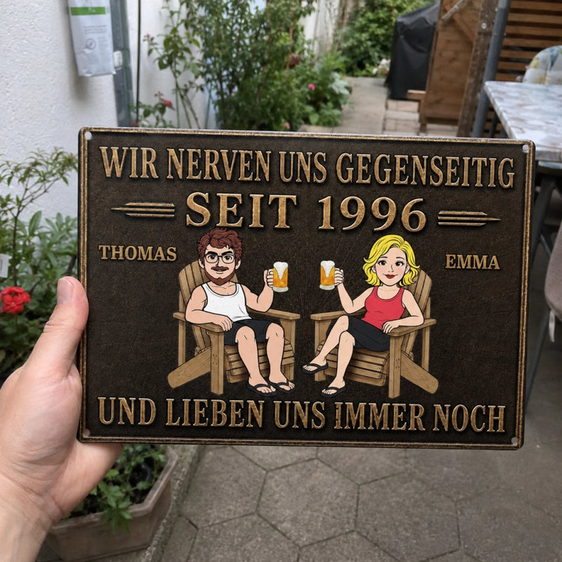 Personalisiertes Metallschild – Geschenk Für Paare – Gemeinsam alt, frech und glücklich