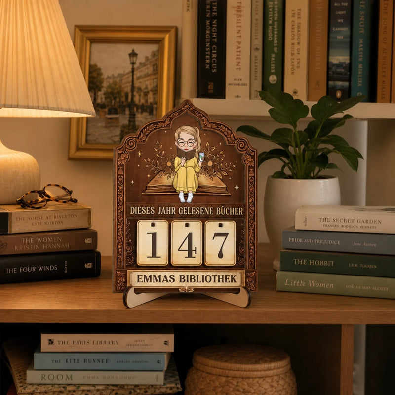 Personalisiertes Holz-Tracker-Schild – Geschenke für Buchliebhaber – Dieses Jahr Gelesene Bücher
