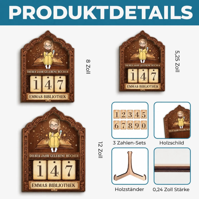Personalisiertes Holz-Tracker-Schild – Geschenke für Buchliebhaber – Dieses Jahr Gelesene Bücher