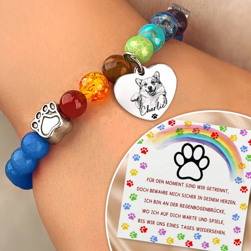 Personalisiertes Regenbogenbrückenarmband mit Foto - Gedenkgeschenke | Erinnerung an Haustier - Bis wir uns wiedersehen