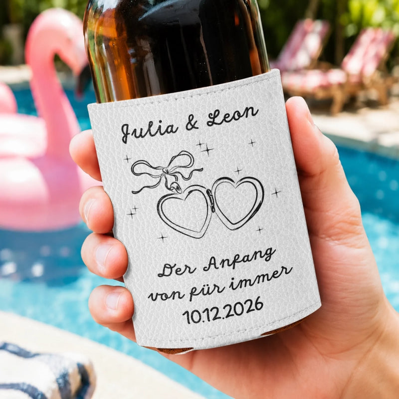 Personalisiertes Dosenkühler aus PU-Leder - Geschenk für Paar - Der Beginn der Ewigkeit