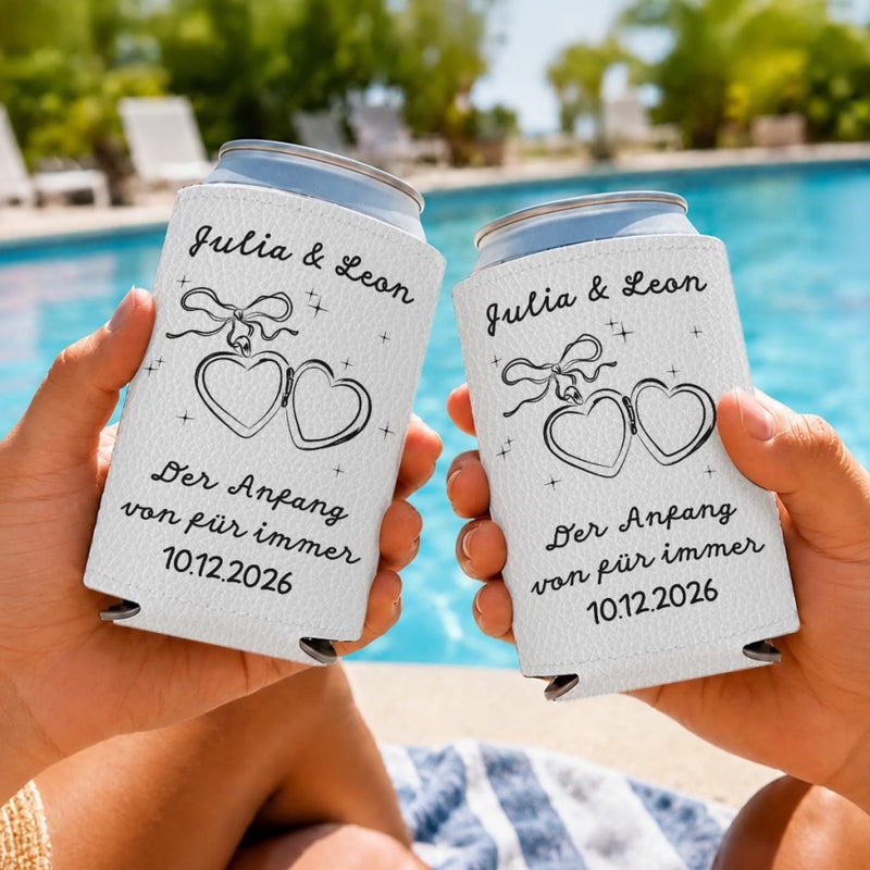 Personalisiertes Dosenkühler aus PU-Leder - Geschenk für Paar - Der Beginn der Ewigkeit