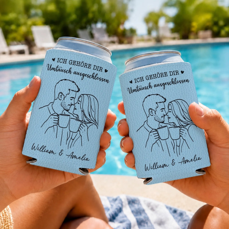 Personalisiertes Dosenkühler aus PU-Leder mit Foto - Geschenk für Paar - Ich Möchte Mit Dir Alt Werden
