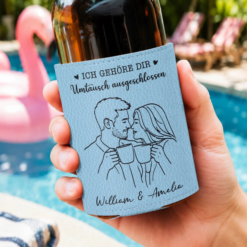 Personalisiertes Dosenkühler aus PU-Leder mit Foto - Geschenk für Paar - Ich Möchte Mit Dir Alt Werden