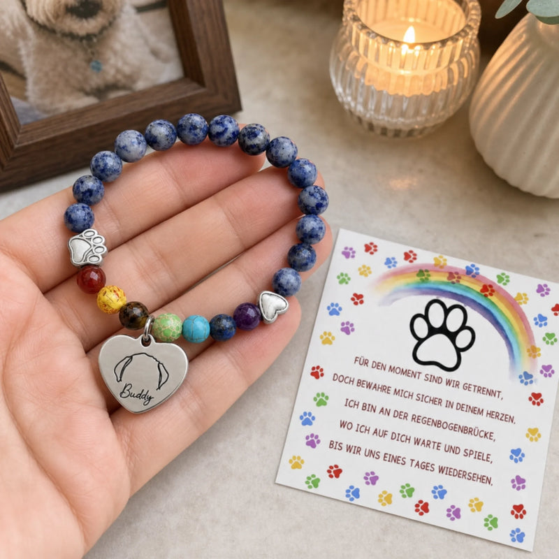 Personalisiertes Regenbogenbrückenarmband - Gedenkgeschenke | Erinnerung an Haustier - Bis wir uns wiedersehen