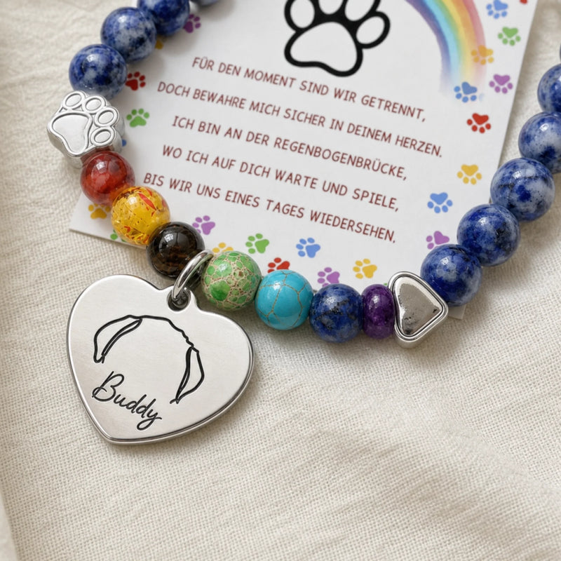 Personalisiertes Regenbogenbrückenarmband - Gedenkgeschenke | Erinnerung an Haustier - Bis wir uns wiedersehen