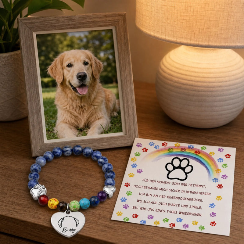 Personalisiertes Regenbogenbrückenarmband - Gedenkgeschenke | Erinnerung an Haustier - Bis wir uns wiedersehen