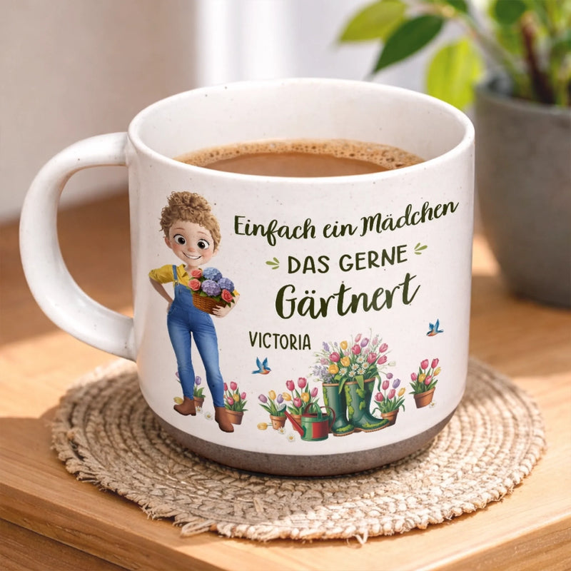 Personalisierte Steingutbecher – Geschenk für Gärtnerin & Pflanzenliebhaber - Mein Garten, Mein Glück