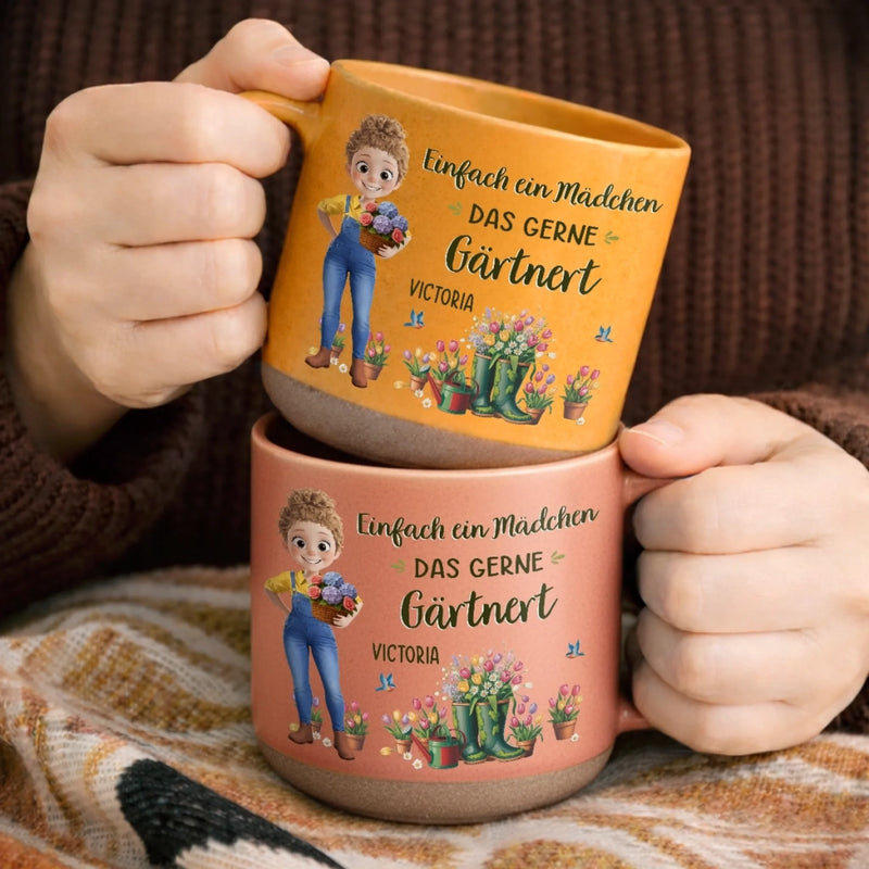 Personalisierte Steingutbecher – Geschenk für Gärtnerin & Pflanzenliebhaber - Mein Garten, Mein Glück