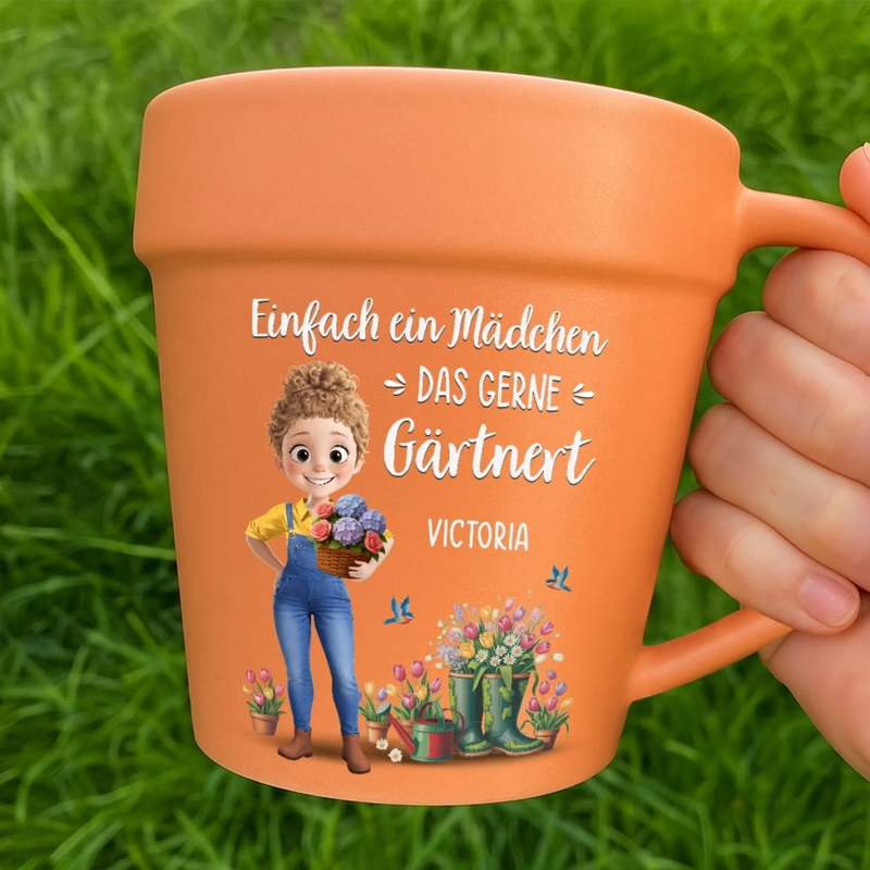 Personalisierte Blumentopf-Tasse – Geschenk für Gärtnerin & Pflanzenliebhaber – Mein Garten, meine Therapie