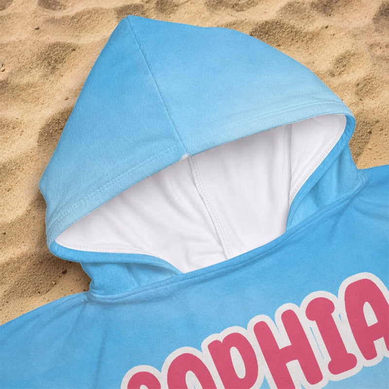 Personalisierter Badeponcho – Geschenke für Kinder – Finde mich am Strand