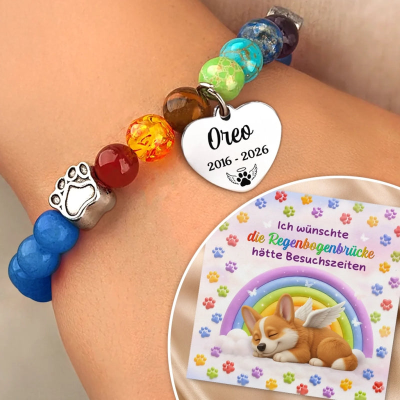 Personalisiertes Regenbogenbrückenarmband - Gedenkgeschenke | Erinnerung an Haustier - Immer geliebt, niemals vergessen