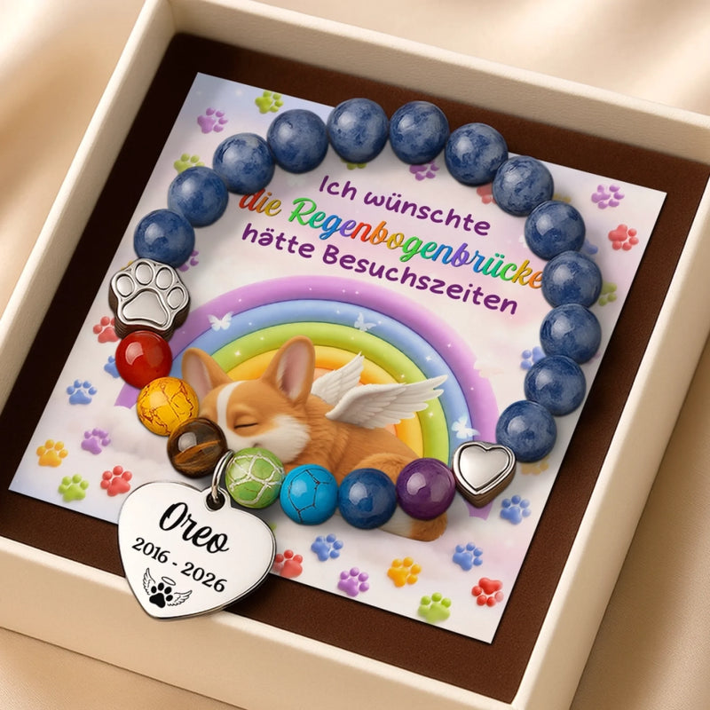 Personalisiertes Regenbogenbrückenarmband - Gedenkgeschenke | Erinnerung an Haustier - Immer geliebt, niemals vergessen