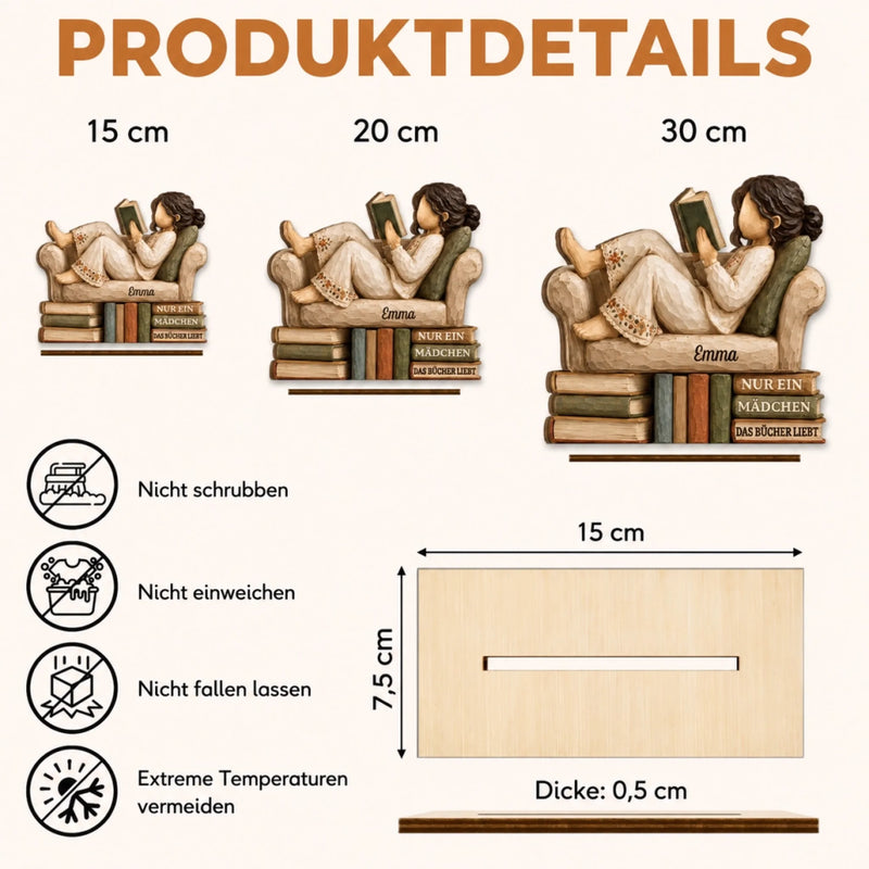 Personalisierte zweilagige Holzplakette - Geschenke für Buchliebhaber - Verloren in einem guten Buch