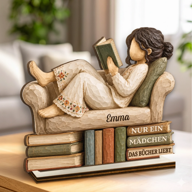 Personalisierte zweilagige Holzplakette - Geschenke für Buchliebhaber - Verloren in einem guten Buch