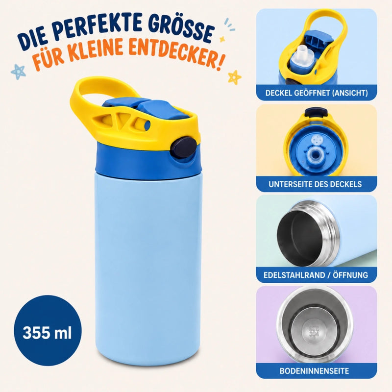 Personalisierte Kinder Isolierflasche - Geschenke für Kinder - Jeder Tag ein Abenteuer