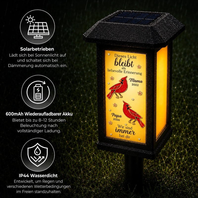 Personalisierte Garten Solarlampen – Gedenkgeschenke | In liebevoller Erinnerung – Für immer in Erinnerung
