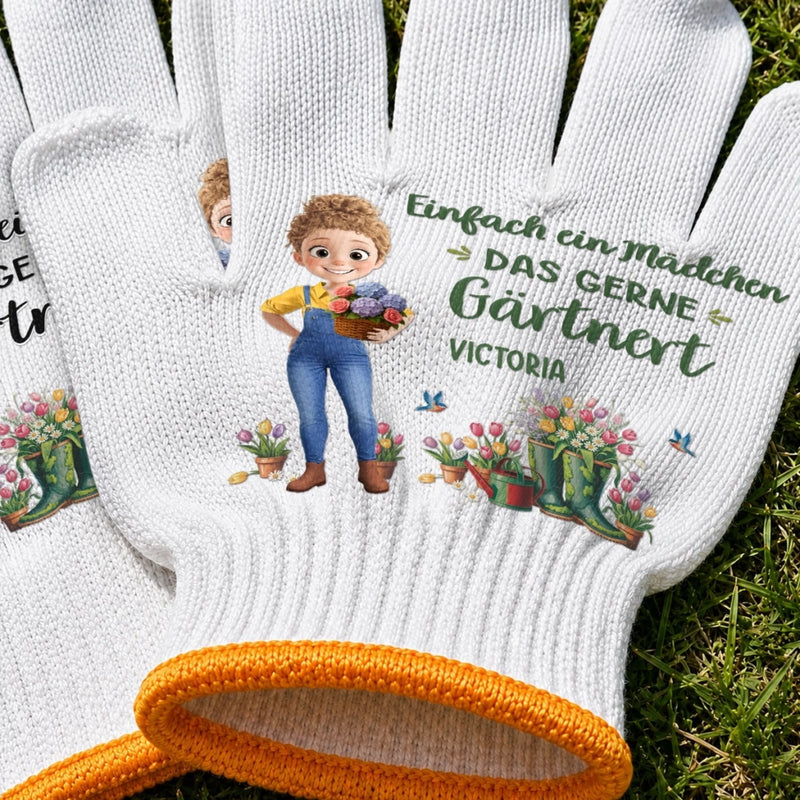 Personalisierte Gartenhandschuhe - Geschenk für Gärtnerin - Glücklich im Garten