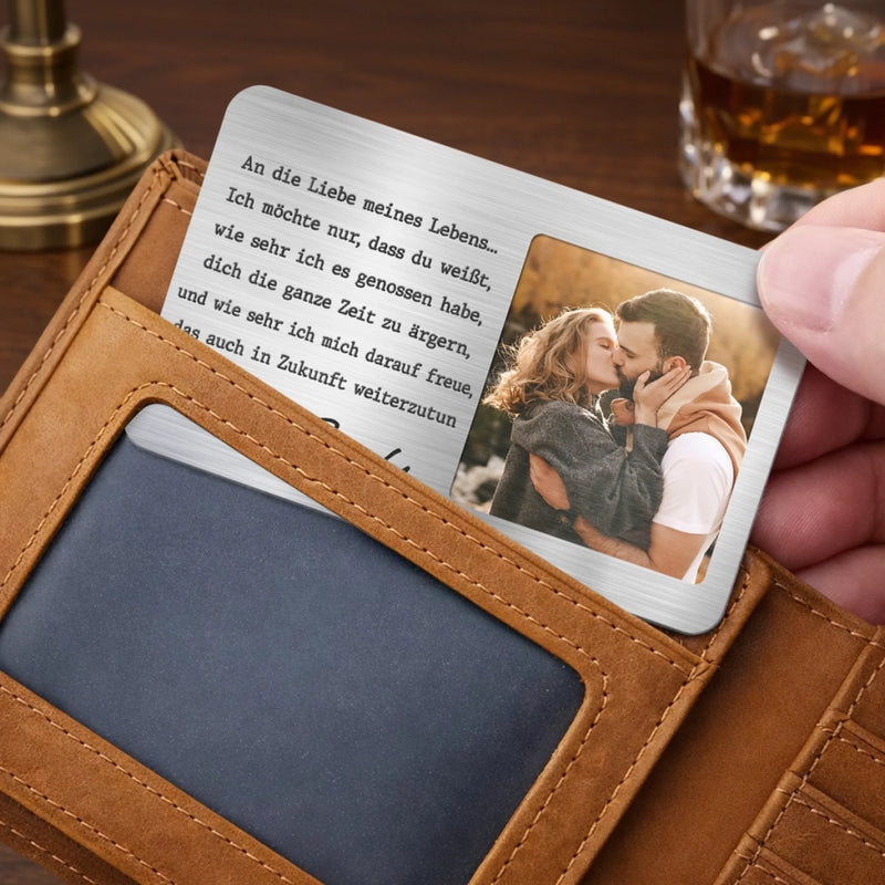 Personalisierter Aluminiumkarte fürs Portemonnaie mit Foto - Geschenk für Paar - Noch jung genug, um zu lieben