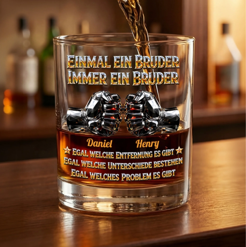 Personalisierte Whiskyglas – Geschenk für Bruder – Ein Hoch auf Brüder