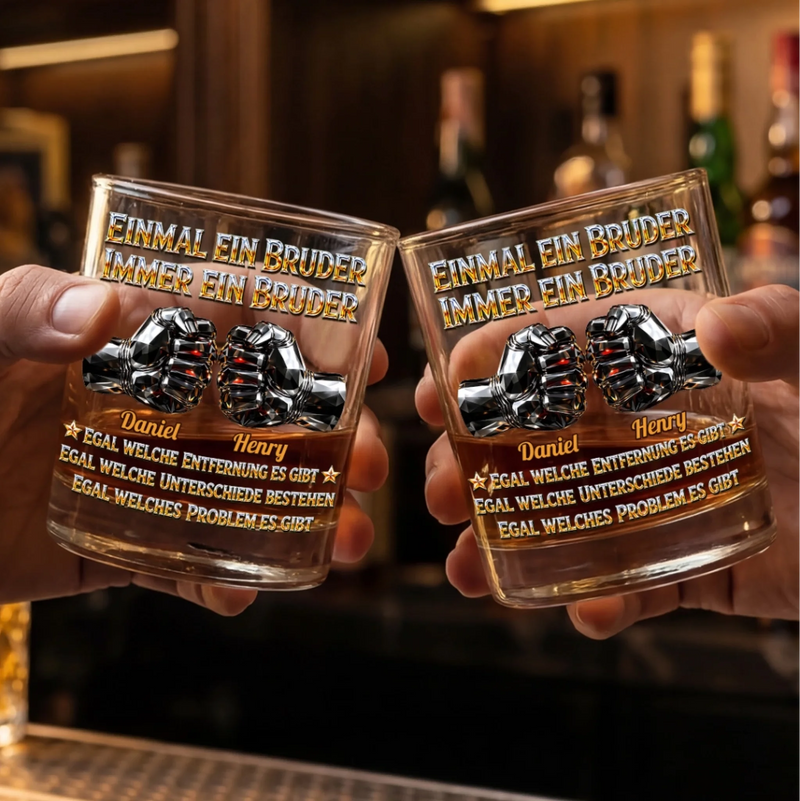 Personalisierte Whiskyglas – Geschenk für Bruder – Ein Hoch auf Brüder