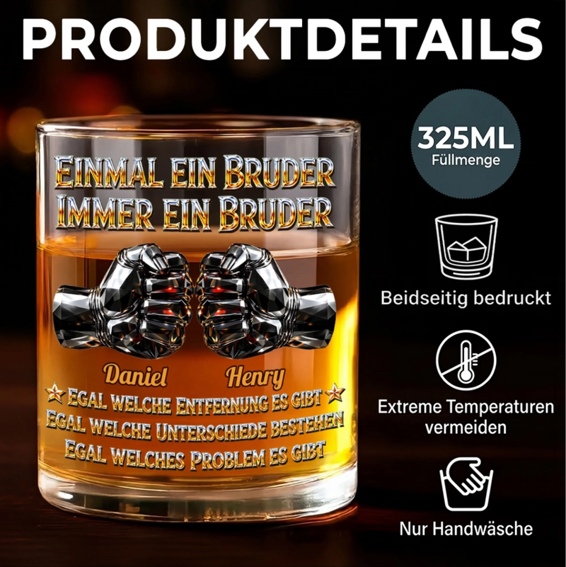 Personalisierte Whiskyglas – Geschenk für Bruder – Ein Hoch auf Brüder