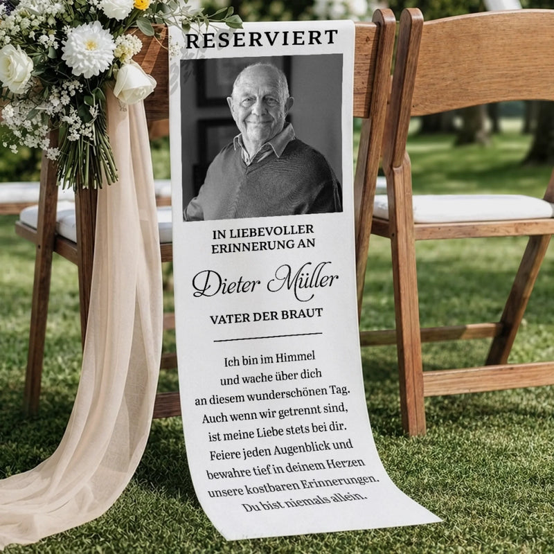 Personalisierte Stuhlbanner Hochzeit mit Foto - Gedenkgeschenke Bräute und Bräutigame - Nie vergessen