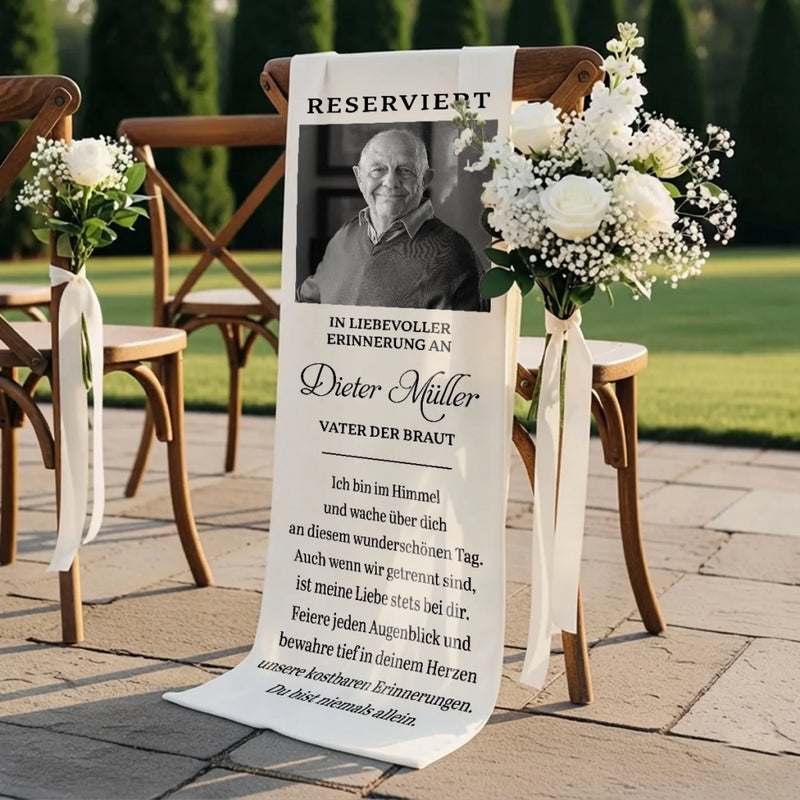 Personalisierte Stuhlbanner Hochzeit mit Foto - Gedenkgeschenke Bräute und Bräutigame - Nie vergessen
