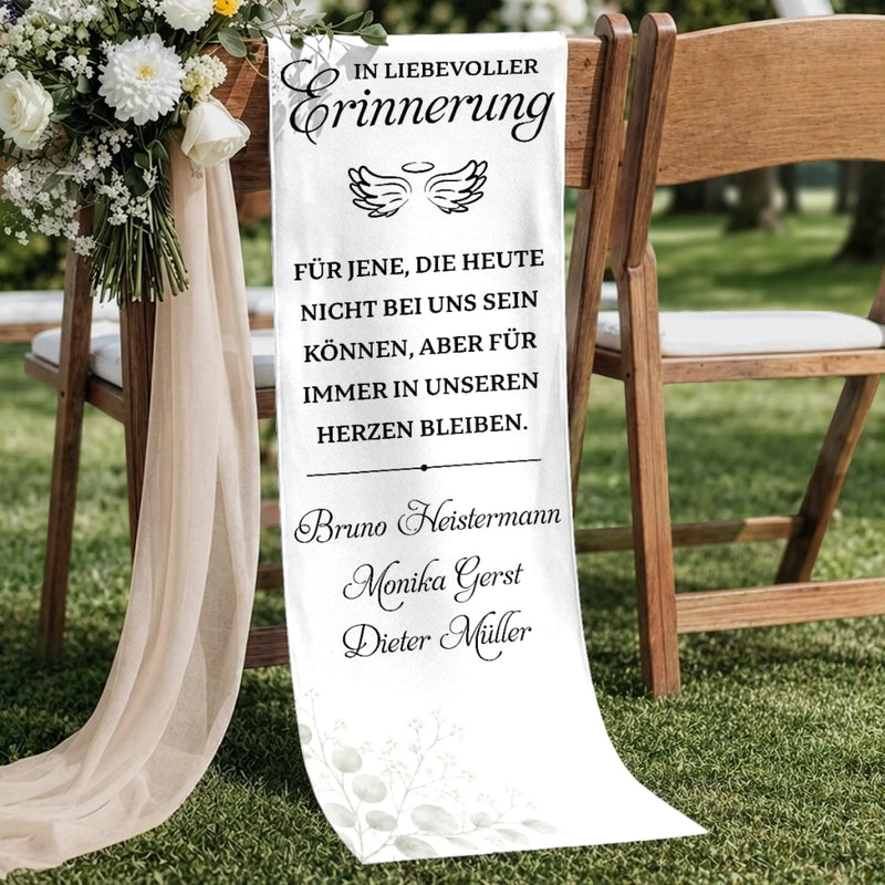 Personalisierte Stuhlbanner Hochzeit - Gedenkgeschenke Bräute und Bräutigame - Liebe endet niemals