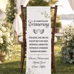 Personalisierte Stuhlbanner Hochzeit - Gedenkgeschenke Bräute und Bräutigame - Liebe endet niemals