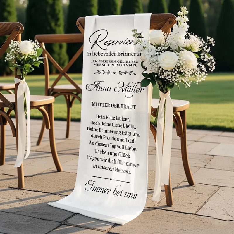 Personalisierte Stuhlbanner Hochzeit - Gedenkgeschenke Bräute und Bräutigame - Im Herzen vereint