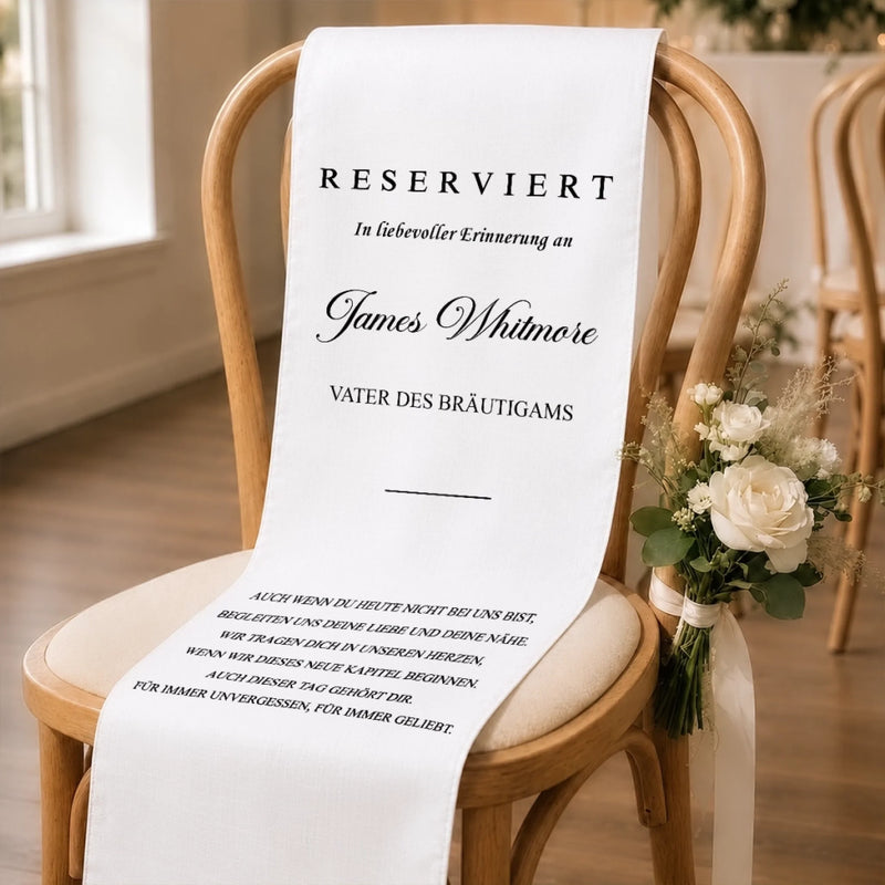 Personalisierte Stuhlbanner Hochzeit - Gedenkgeschenke Bräute und Bräutigame - Heute im Herzen dabei