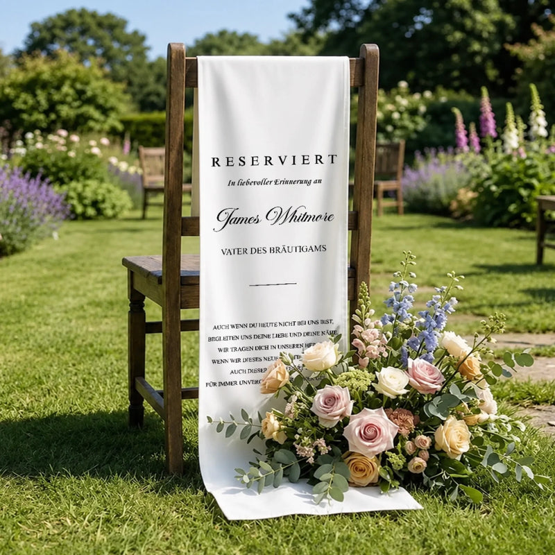 Personalisierte Stuhlbanner Hochzeit - Gedenkgeschenke Bräute und Bräutigame - Heute im Herzen dabei