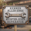 Personalisiertes Metallschild – Geschenk für Männer, Dich Selbst – Meister jeder Reparatur
