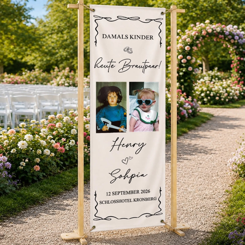 Personalisiertes Willkommensbanner mit Foto – Geschenk für Brautpaare – Willkommen zu unserer Hochzeit